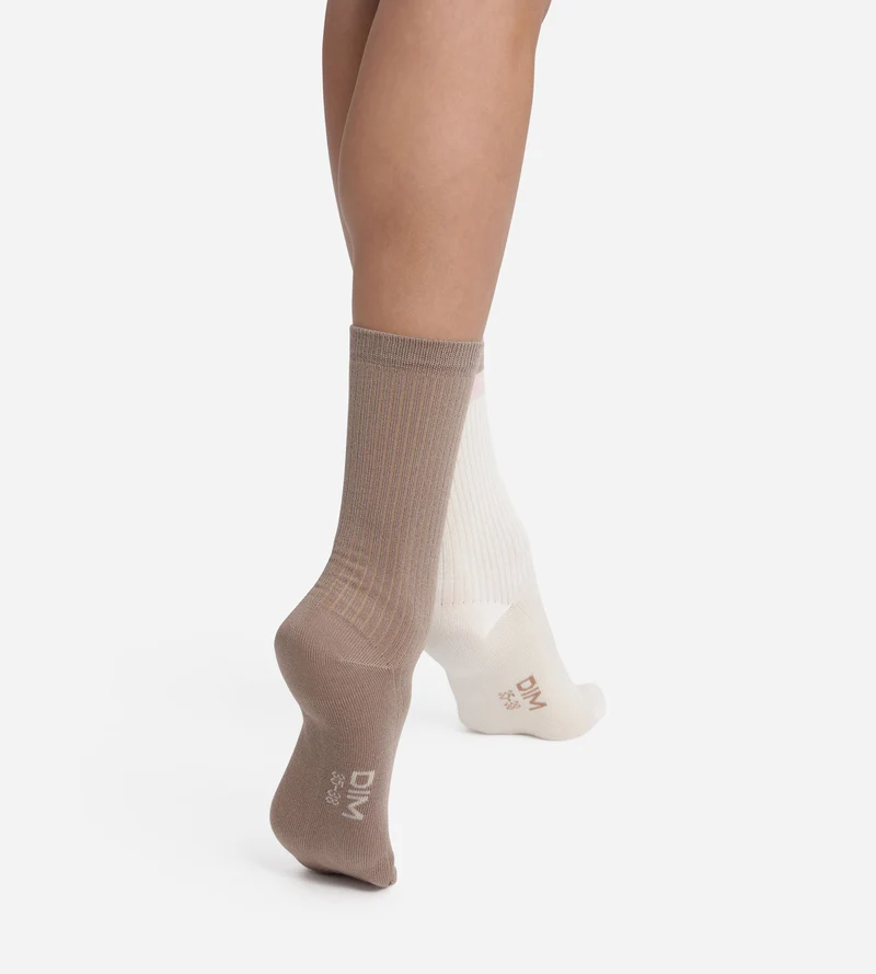 2er-Pack Baumwollsocken Taupe Ivoire Dim Modal
