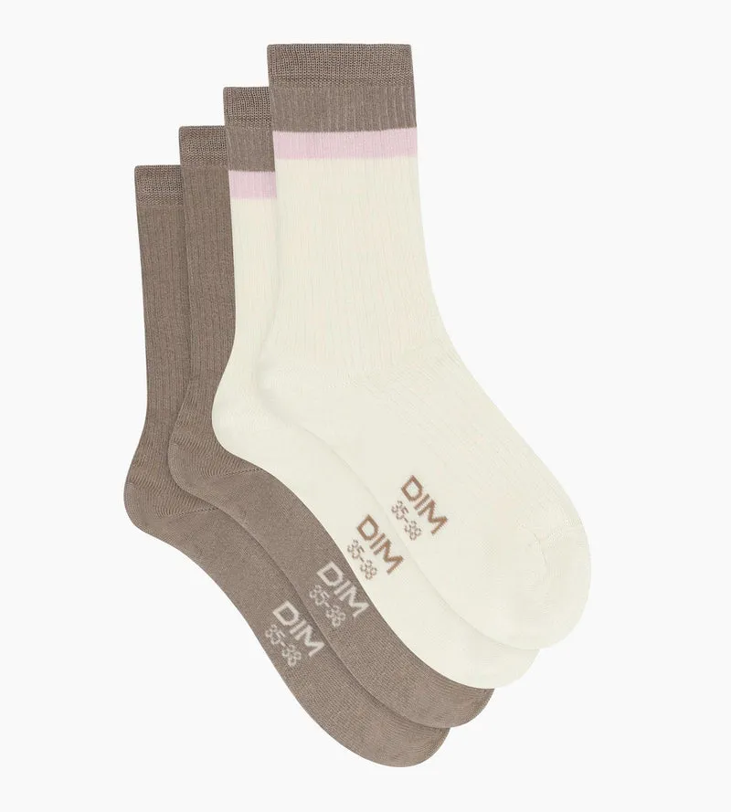 2er-Pack Baumwollsocken Taupe Ivoire Dim Modal