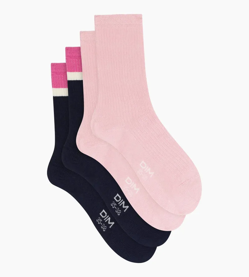 2er-Pack Socken aus Baumwolle Marine Rose Dim Modal