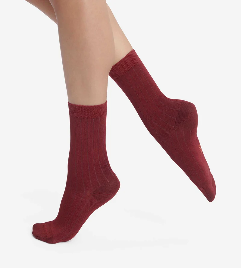 Rippstrick-Socken für Damen aus satinierter Baumwolle Dahlia Dim Mode