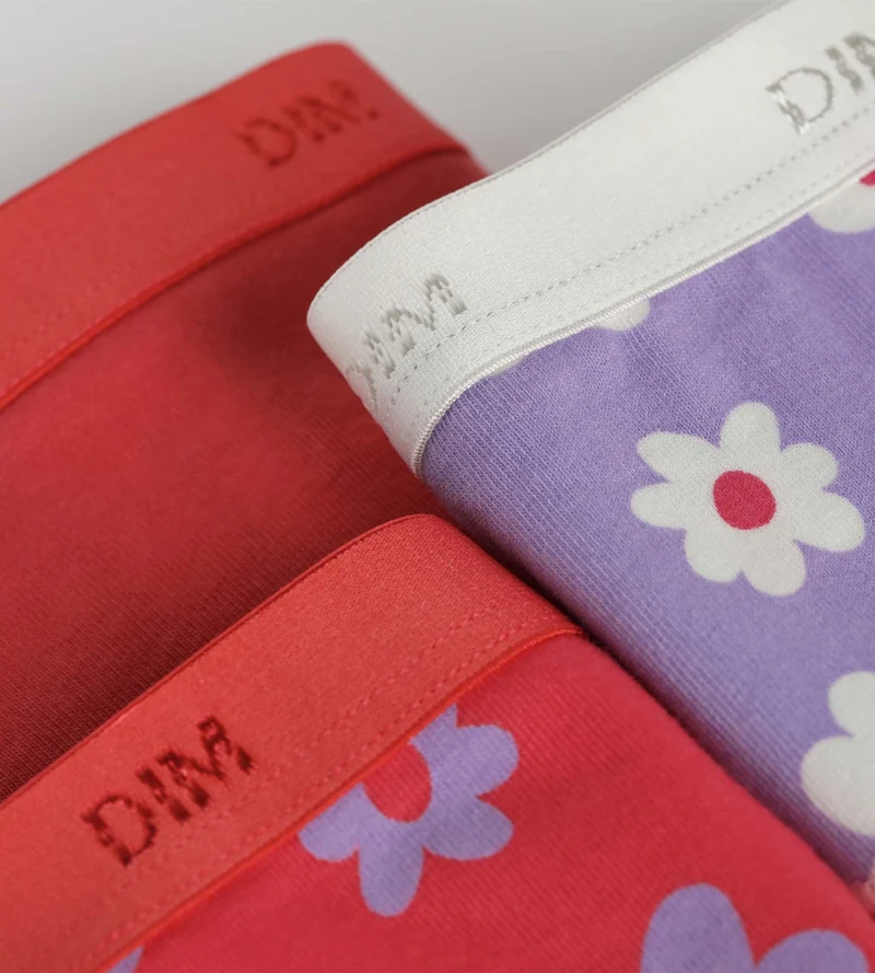 3er-Pack Stretch-Baumwollhöschen für Mädchen in Violett und Rosa mit Blumenmuster von Les Pockets