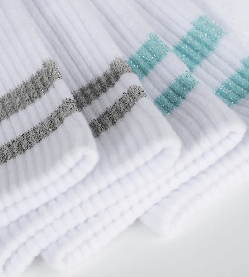 2er-Pack Socken aus gerippter Baumwolle in Weiß und Lurex Blau Grau von Dim Mode