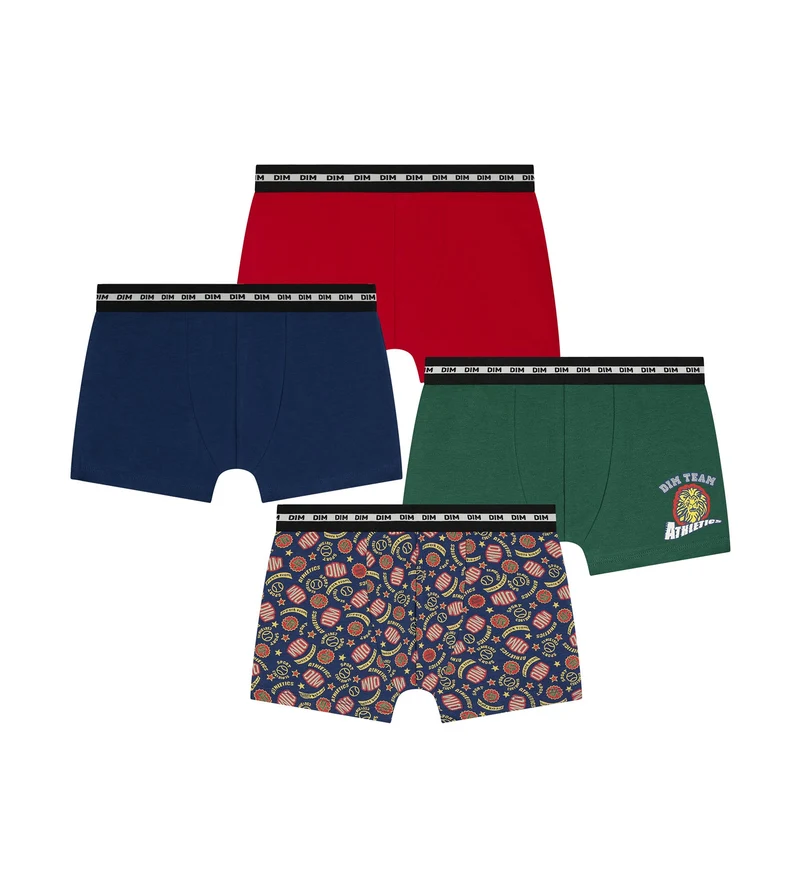 3er-Pack Boxershorts für Kinder Rot Grün Blau Baseball Dim Coton Stretch