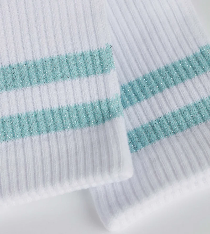 Socken aus gerippter Baumwolle Weiß und Lurex Blau Dim Mode