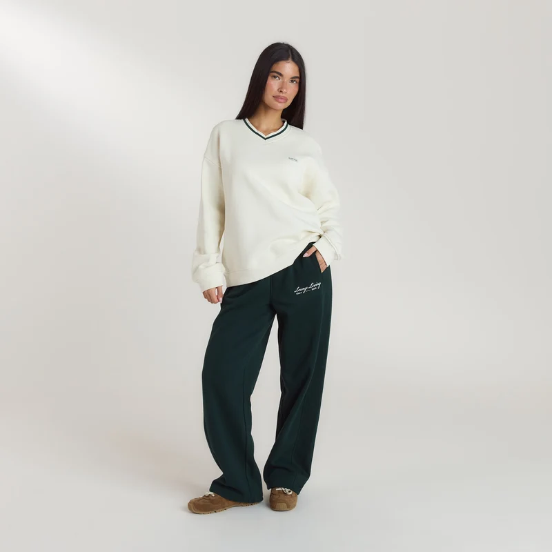 Lounge Living V-Neck Jumper - Cream