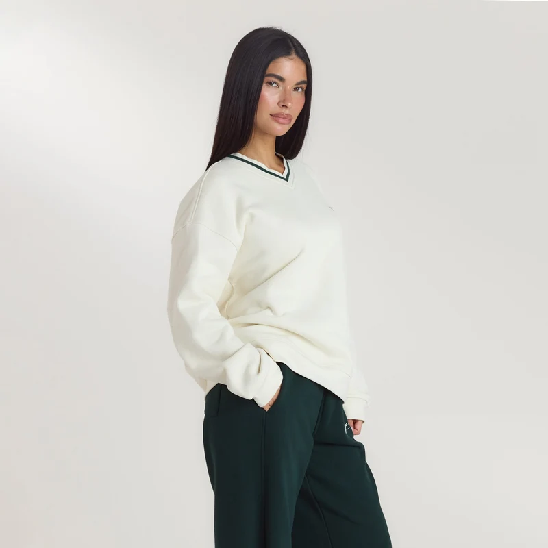 Lounge Living V-Neck Jumper - Cream