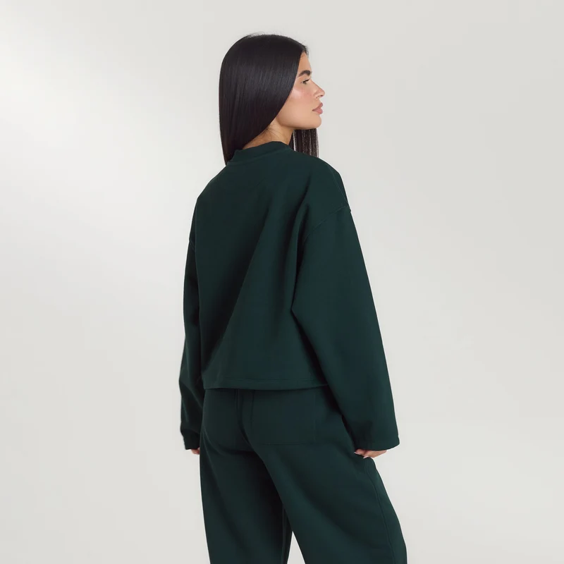 Lounge Living Quarter-Zip Jumper - Forest Green