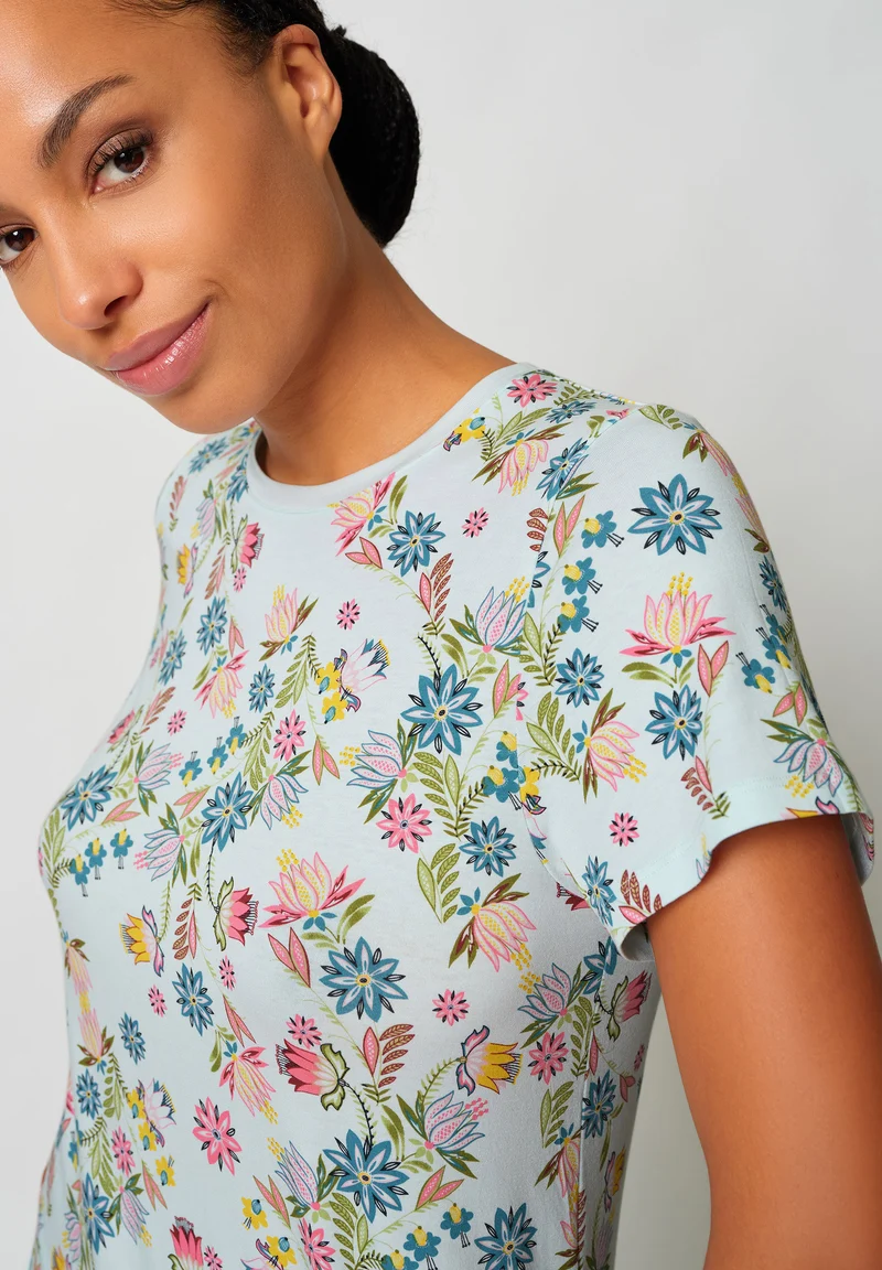 Night In Skiny 01 Sleepshirt short sleeve | skylight bouquet 087244-08A038