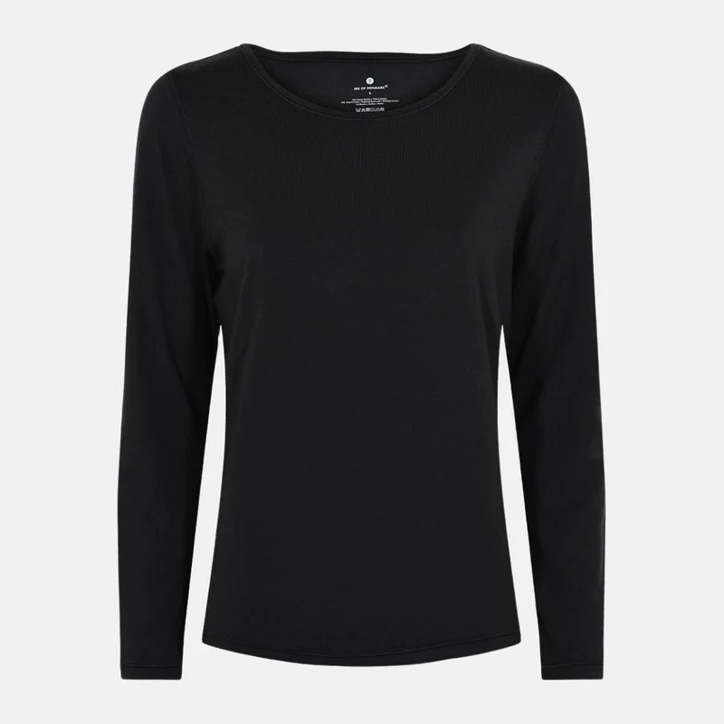 Schwarzes Langarm-T-Shirt aus Bambus