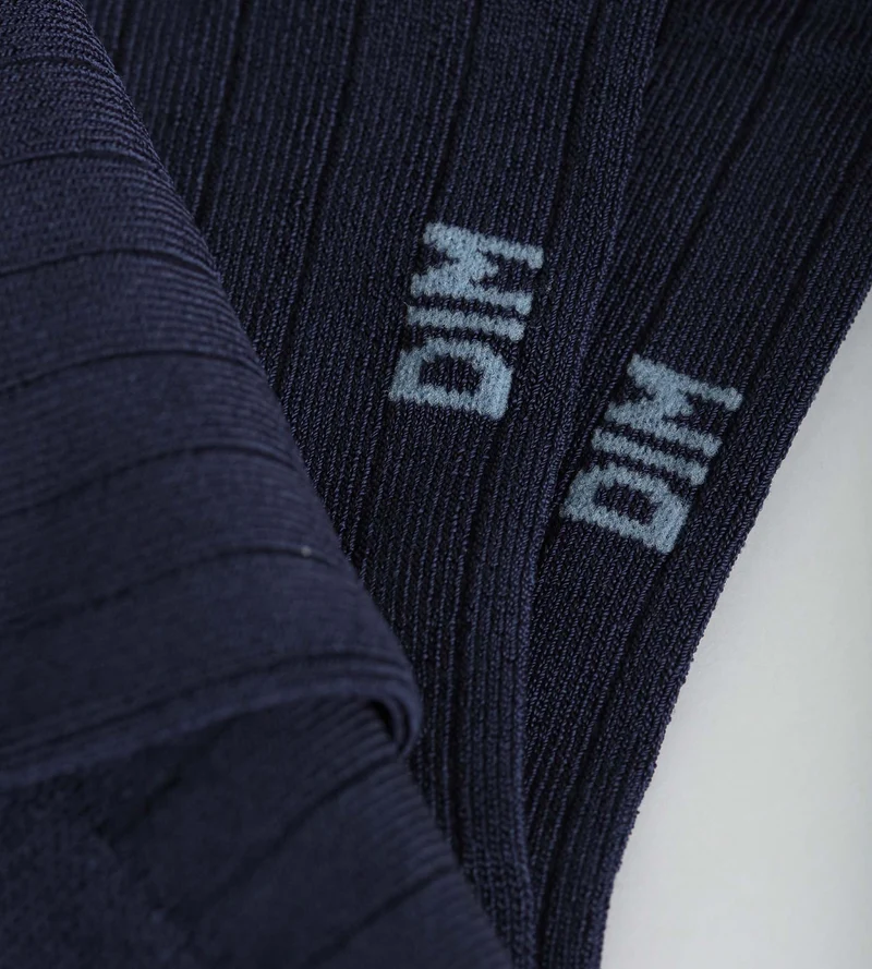 Rippstrick-Socken für Damen aus satinierter Baumwolle von Dim Mode in Blau