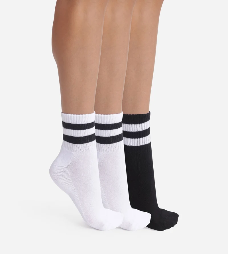 3er-Pack Damensocken Weiß Schwarz EcoDim Sport