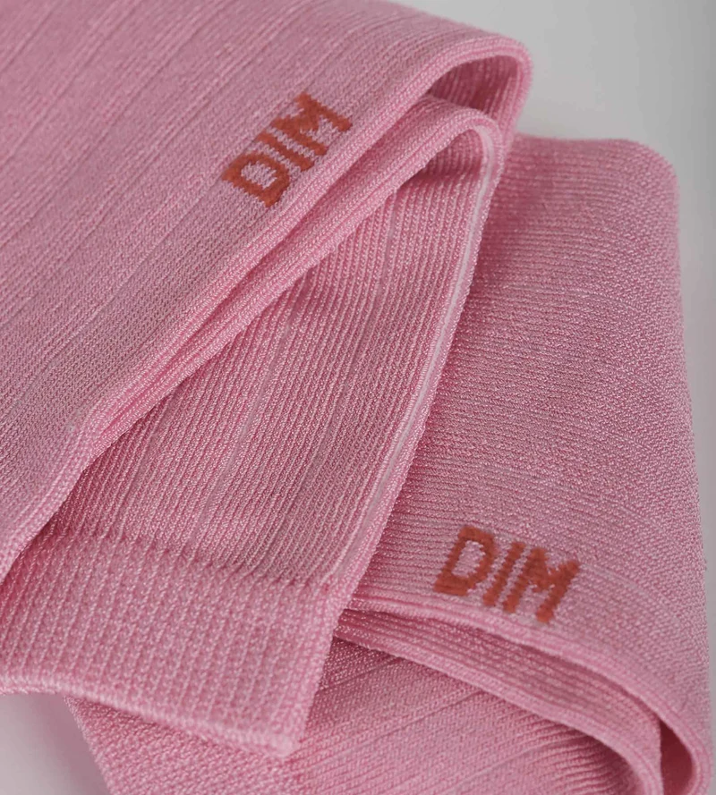 Rippstrick-Socken für Damen aus satinierter Baumwolle Mauve Dim Mode