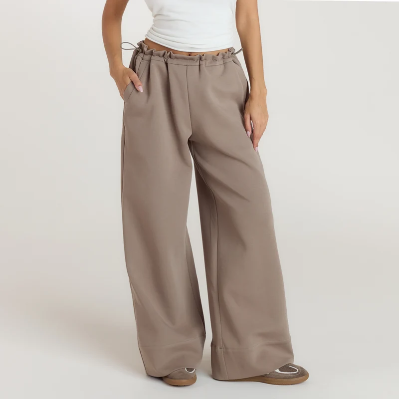 Neoprene Wide-Leg Joggers - Taupe