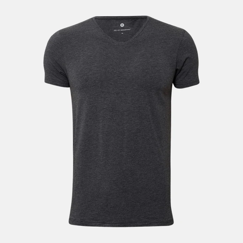 Graues Bambus-T-Shirt mit V-Ausschnitt