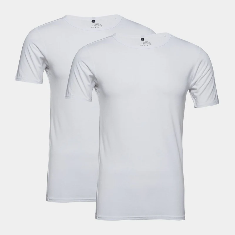 2er-Pack Weißes schmal geschnittenes Bambus-T-Shirt