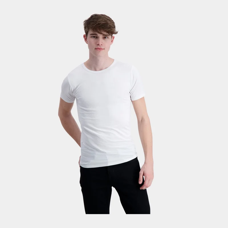 2er-Pack Weißes schmal geschnittenes Bambus-T-Shirt