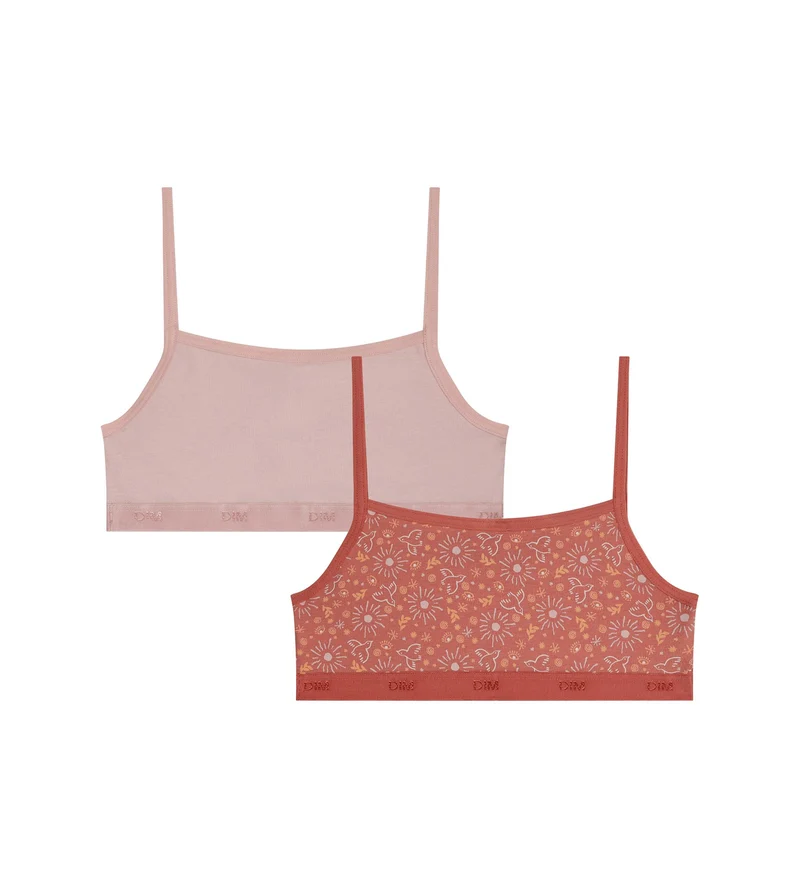 2er-Pack Mädchen-BHs aus Stretch-Baumwolle Rose Ocre Les Pockets