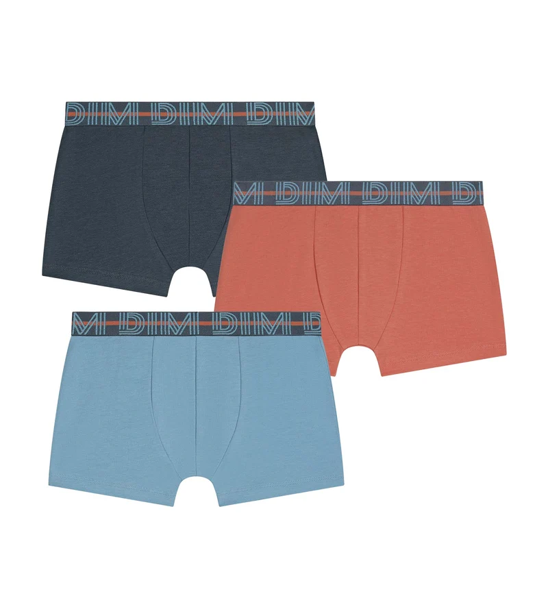 3er-Pack Boxershorts für Jungs in Blau, Apricot und Grau aus Stretch-Baumwolle für Kinder