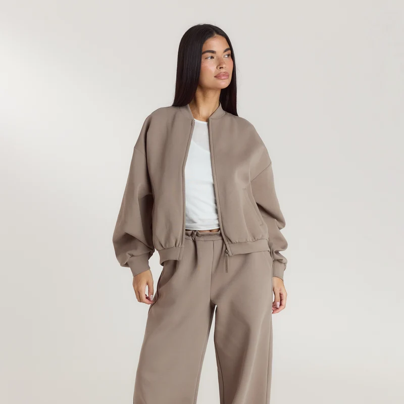 Neoprene Bomber Jacket - Taupe