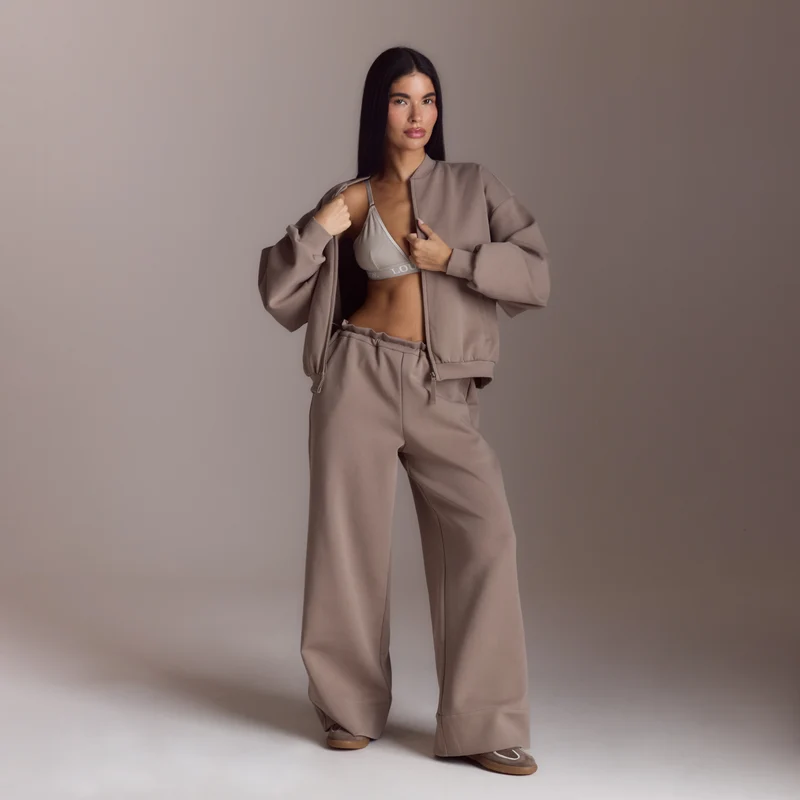 Neoprene Bomber Jacket - Taupe
