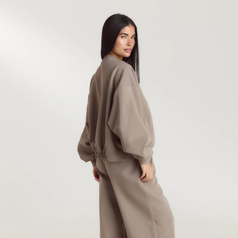 Neoprene Bomber Jacket - Taupe