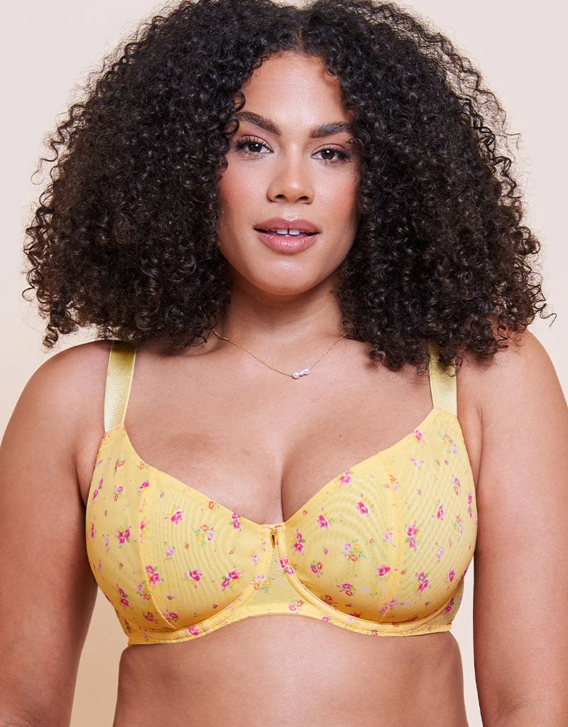 Curvy Kate Cool Cat Scooped Multiway Balcony Bra Yellow Floral