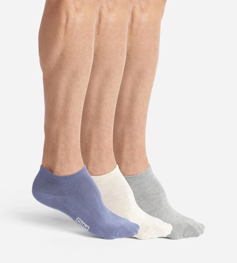 3er-Pack Herrensöckchen Blau Grau Beige Dim Coton