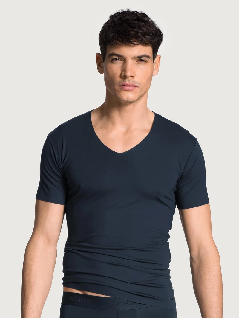 Kurzarm-Shirt, V-Neck, CLEAN LINE