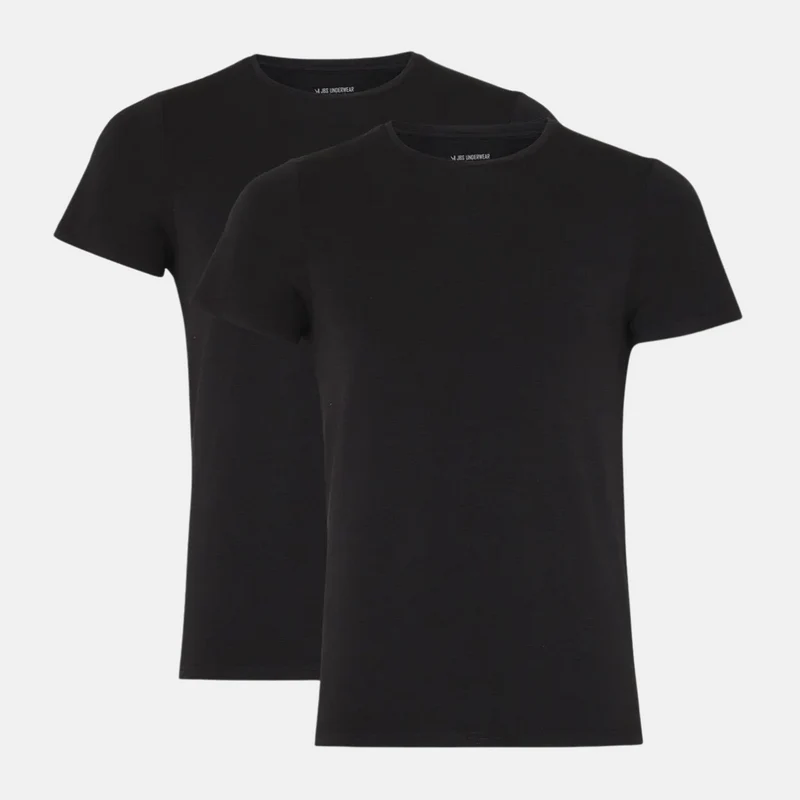 2er-Pack Schwarzes schmal geschnittenes Bambus-T-Shirt