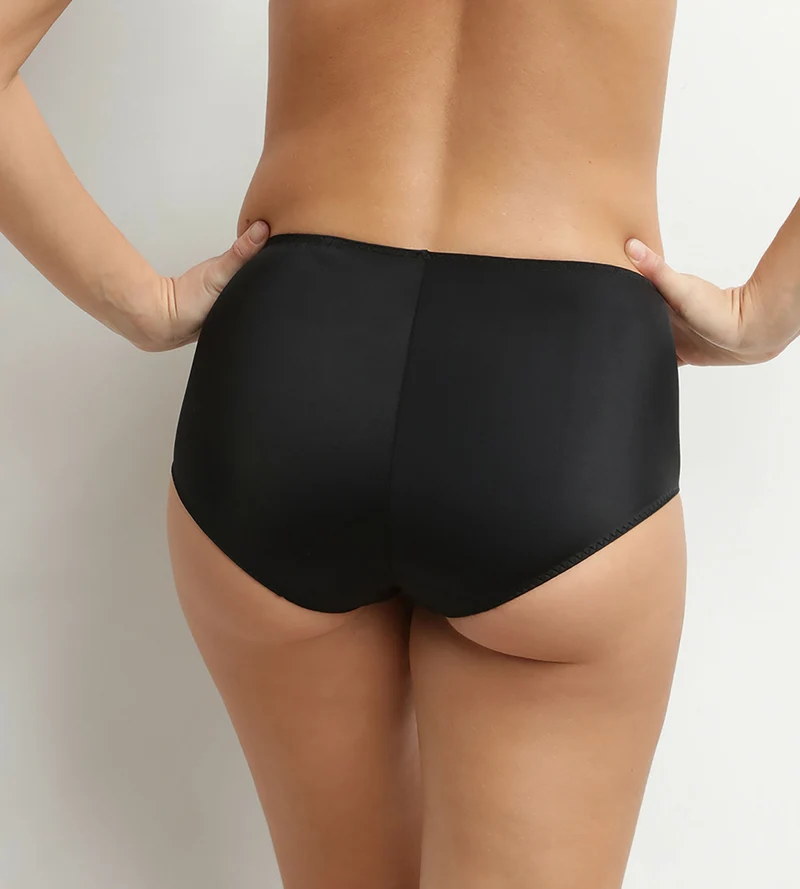 Hoch geschnittener Slip mit flachem Bauch, schwarz, Dim Silhouette Essentiel