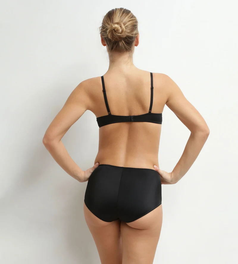 Hoch geschnittener Slip mit flachem Bauch, schwarz, Dim Silhouette Essentiel