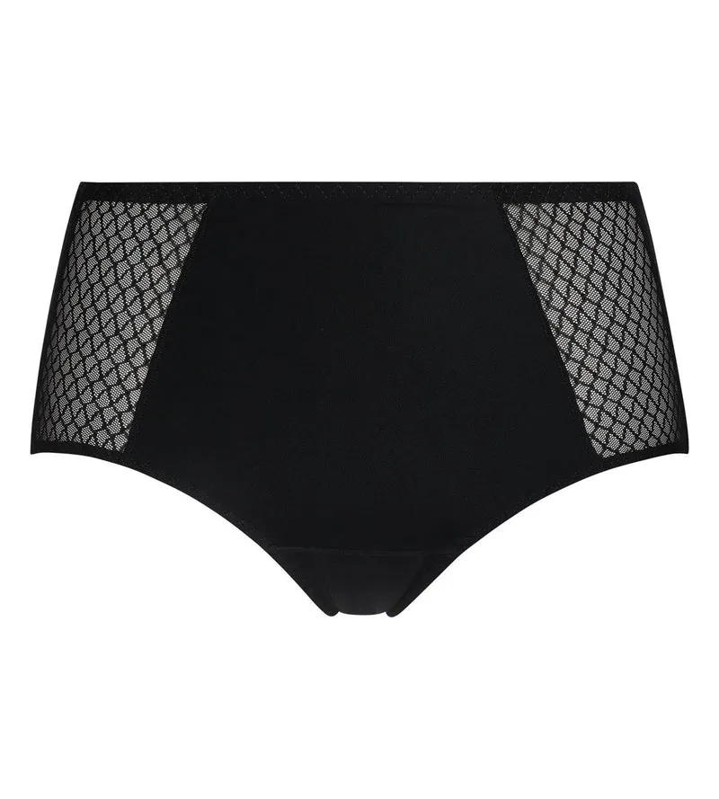 Hoch geschnittener Slip mit flachem Bauch, schwarz, Dim Silhouette Essentiel