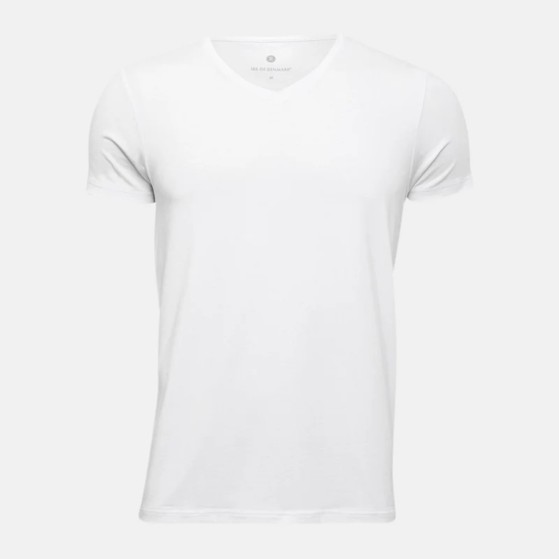 Weißes Bambus-T-Shirt mit V-Ausschnitt