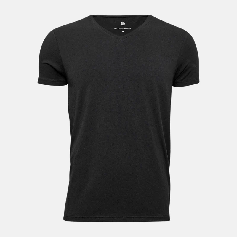 Schwarzes Bambus-T-Shirt mit V-Ausschnitt