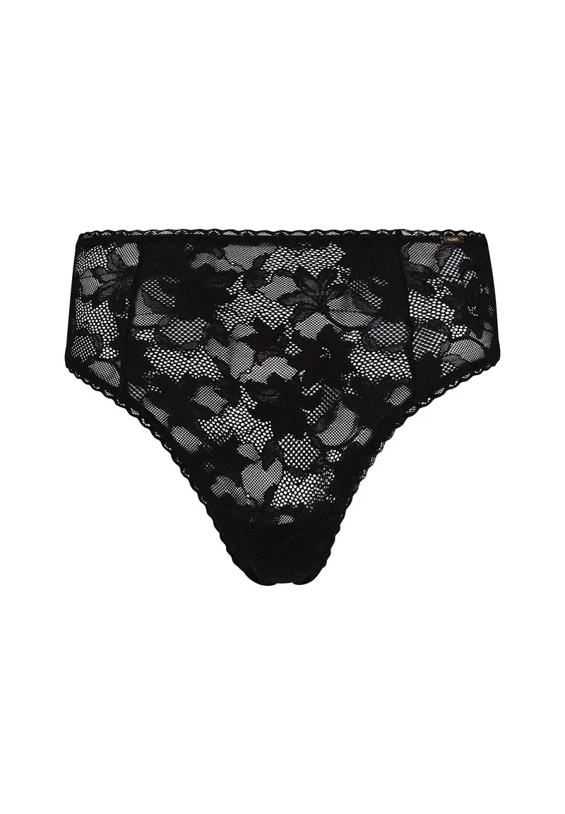 Stretchlace High Leg Thong | black 087444-087665