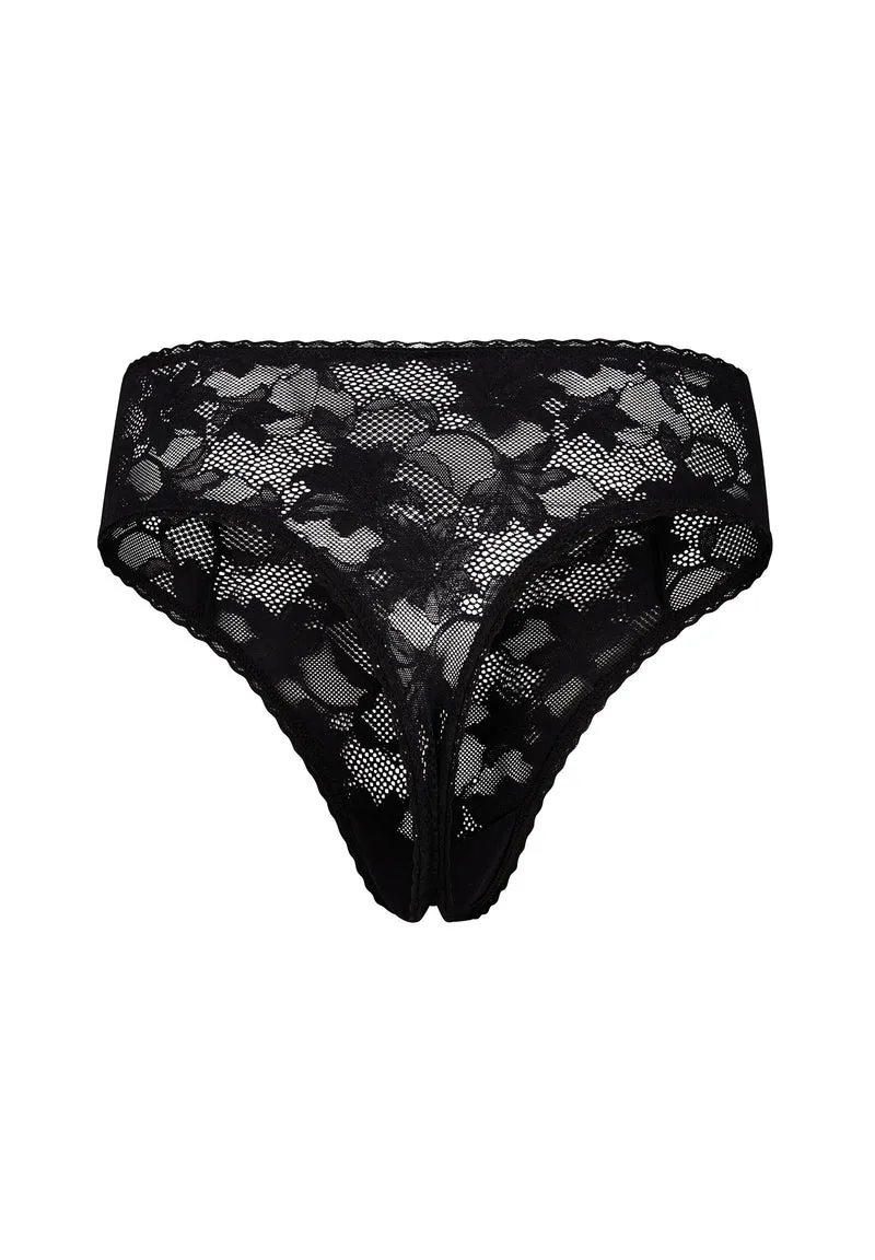 Stretchlace High Leg Thong | black 087444-087665