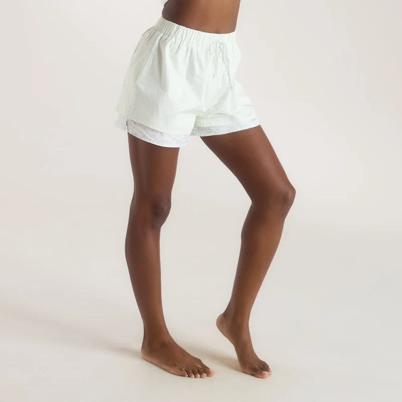 Bloom & Stripe Pyjama Shorts - Sage