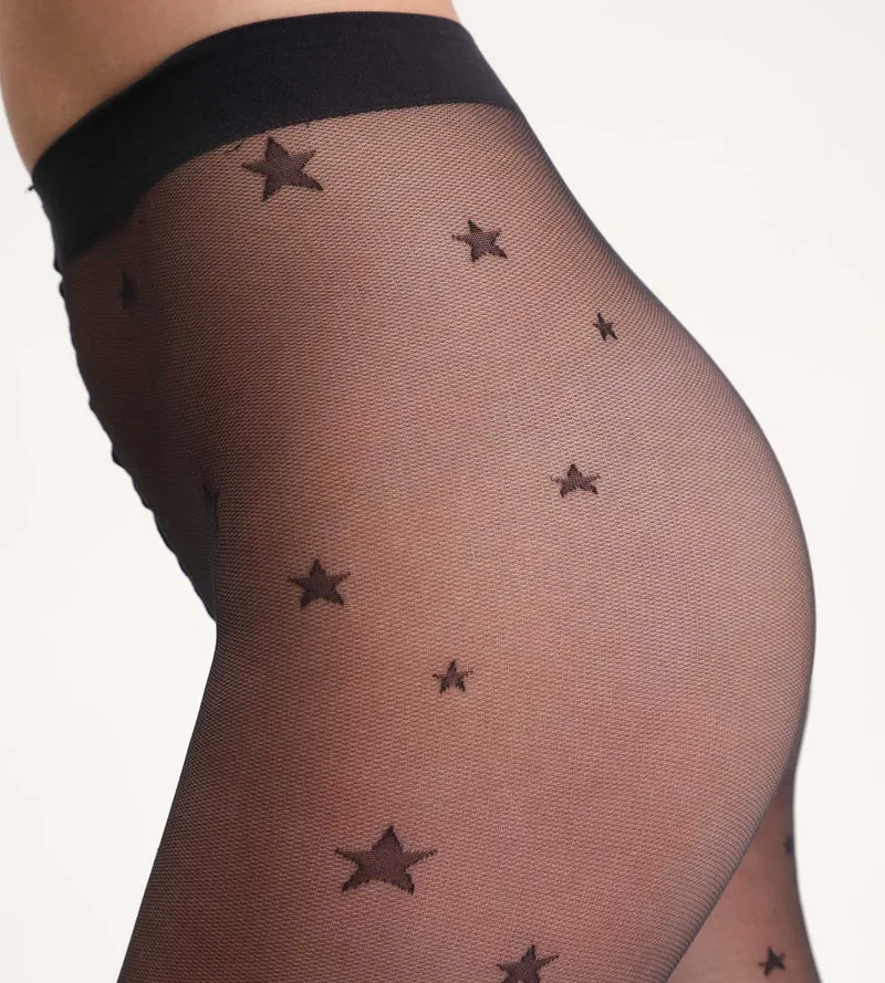 Schwarze transparente Strumpfhose mit Sternchenmuster Dim Style