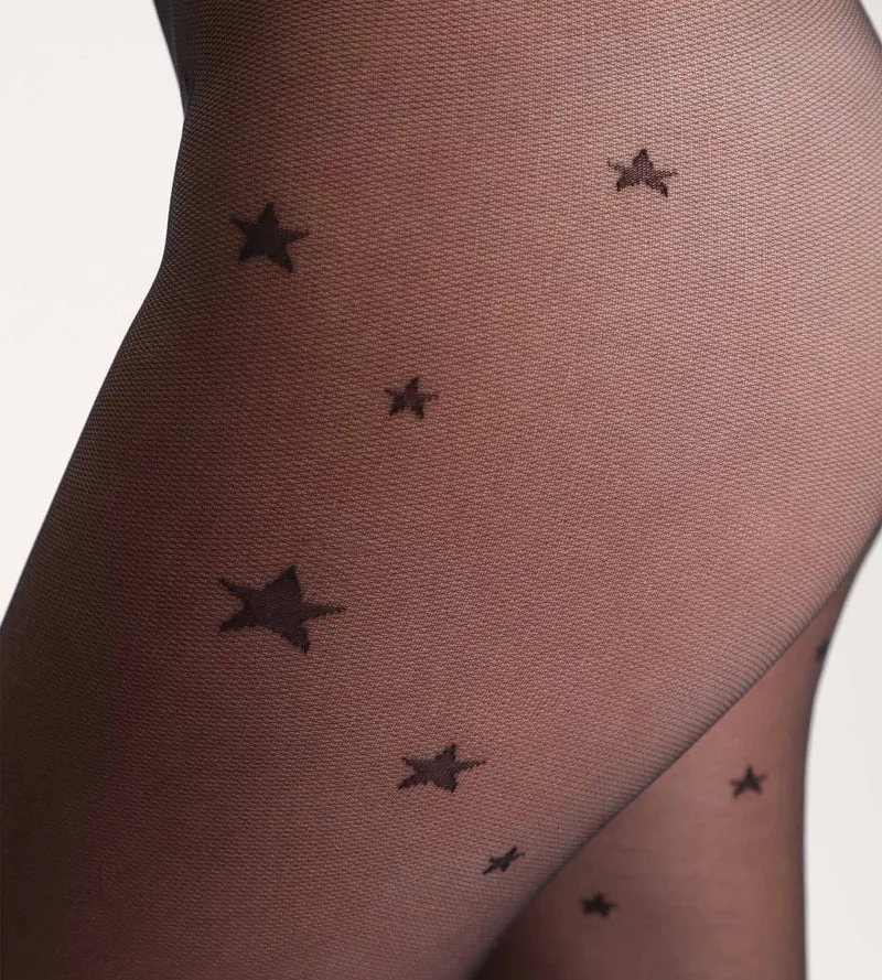 Schwarze transparente Strumpfhose mit Sternchenmuster Dim Style