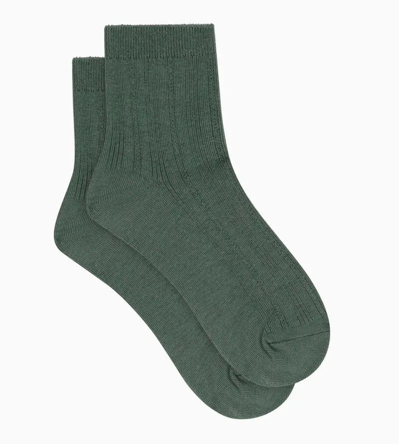 Damen-Socken aus Baumwolle mit Pointelle-Muster in Eisberggrün von Dim La Mode
