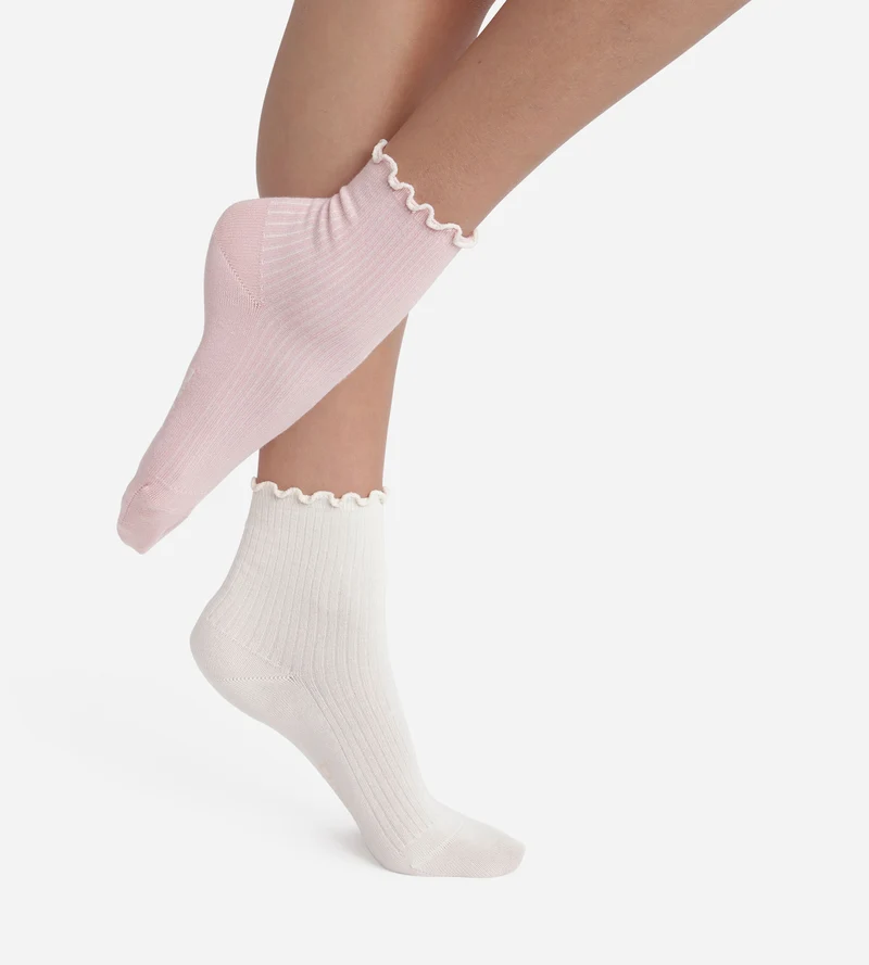 2er-Pack Damenstrümpfe mit Rüschen Rose Ivoire Dim Modal