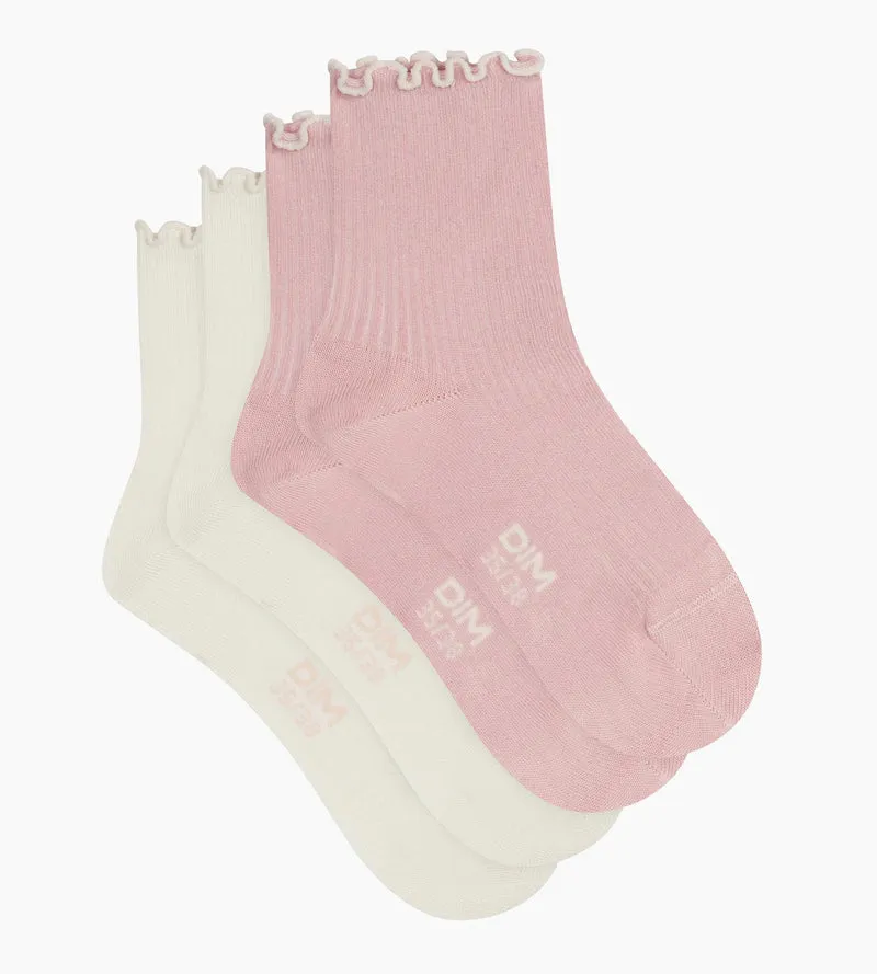 2er-Pack Damenstrümpfe mit Rüschen Rose Ivoire Dim Modal