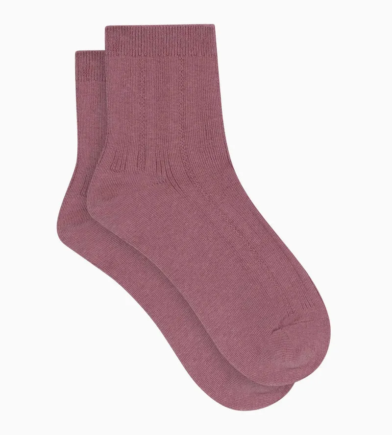 Damen-Socken aus Baumwolle mit Pointelle-Strick in Altrosa von Dim La Mode