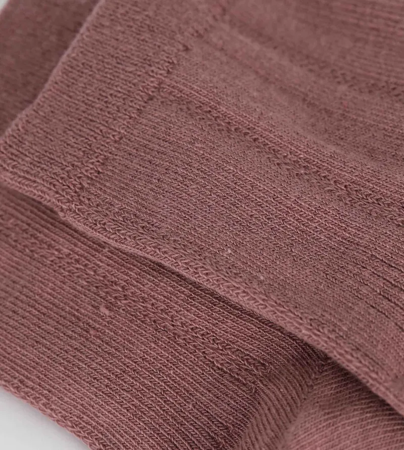 Damen-Socken aus Baumwolle mit Pointelle-Strick in Altrosa von Dim La Mode