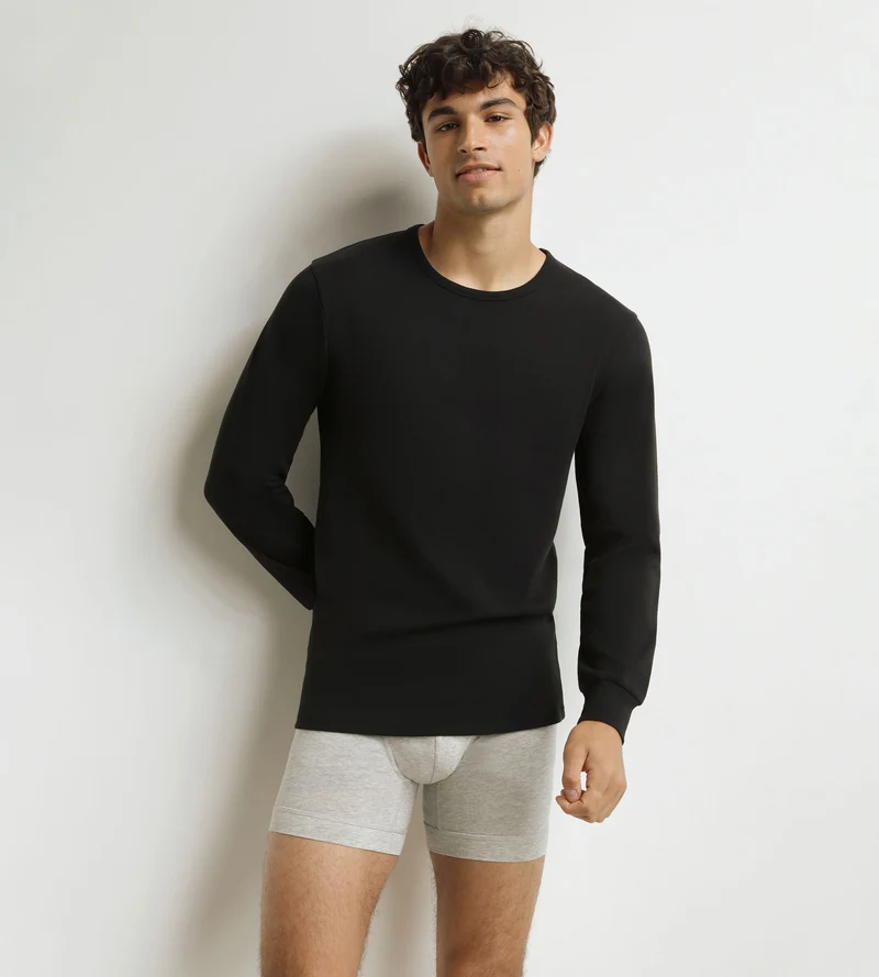 Schwarzes Herren-T-Shirt aus Baumwolle Dim Thermal