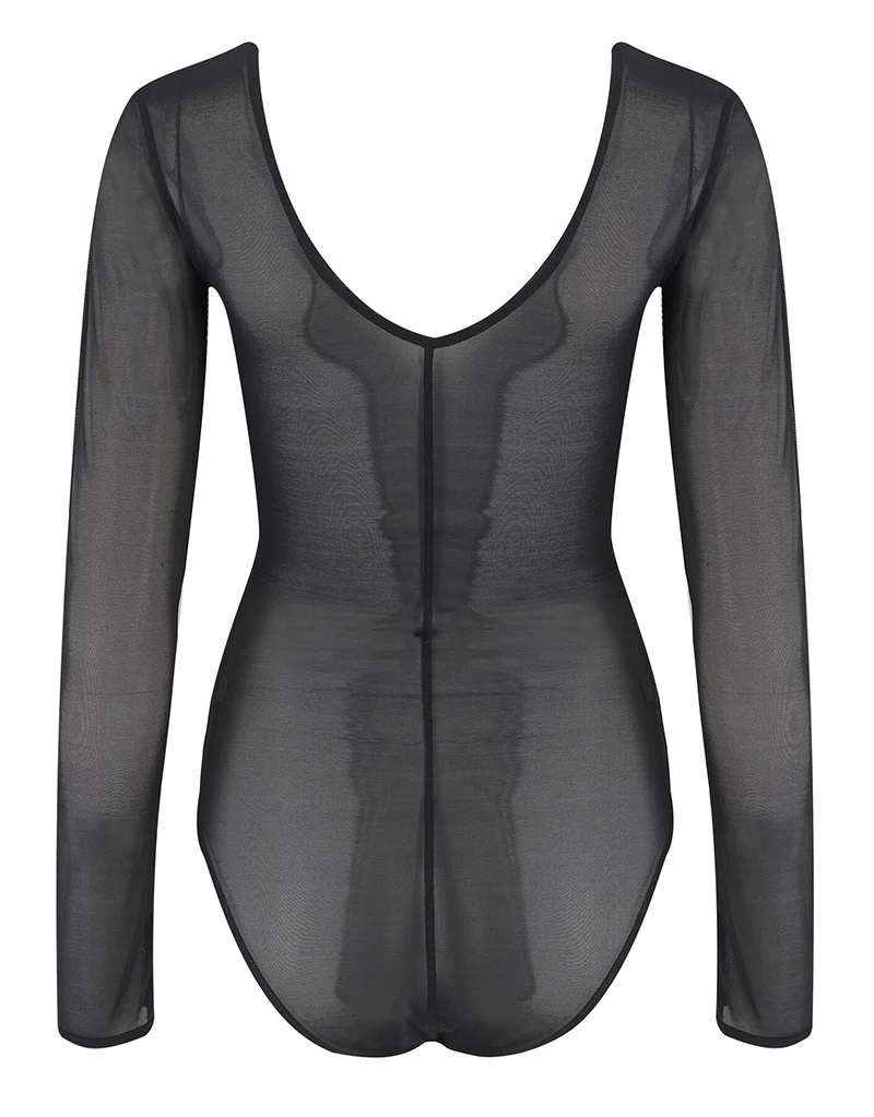 Pour Moi Make a Scene Long Sleeve Mesh Body Black