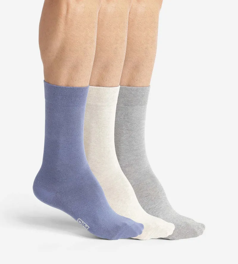 3er-Pack kurze Herrensocken Blau Grau Beige Baumwolle