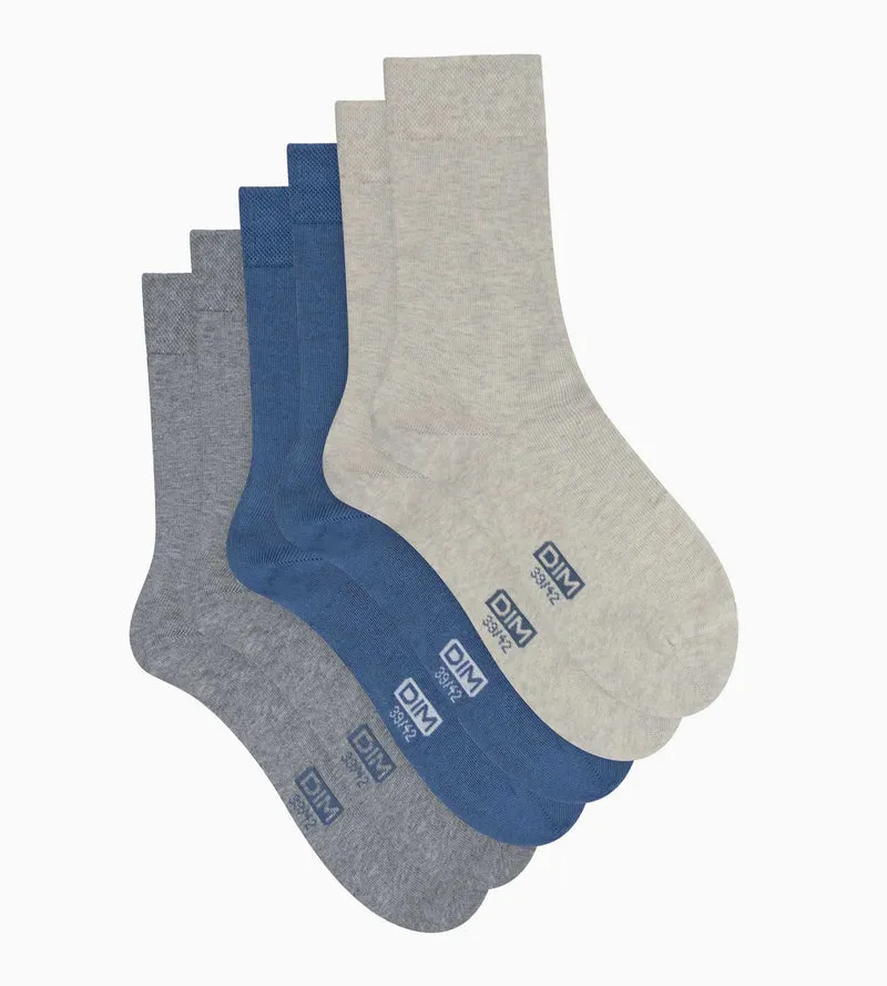 3er-Pack kurze Herrensocken Blau Grau Beige Baumwolle