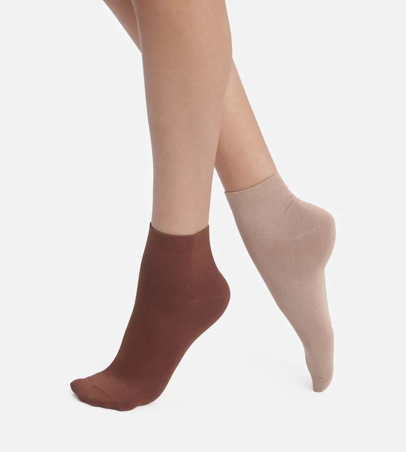 2er-Pack Damensocken Taupe Café Skin
