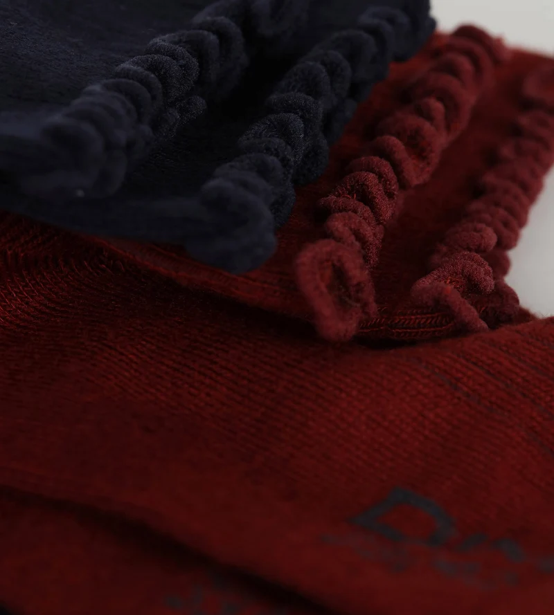 2er-Pack Damen-Socken mit Rüschen in Bordeauxblau Dim Modal